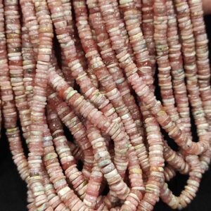 Rhodochrosite beads: Natural Pink Rhodochrosite Faceted Beads, Pink Gemstone, 16 Rhodochrosite Rondelle Beads for Necklace Jewelry Making