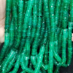 Green onyx beads: Natural Green Onyx Faceted Tyre Beads Green Onyx Wheel Shape Gemstone Beads For Jewelry Making Wholesale Rate